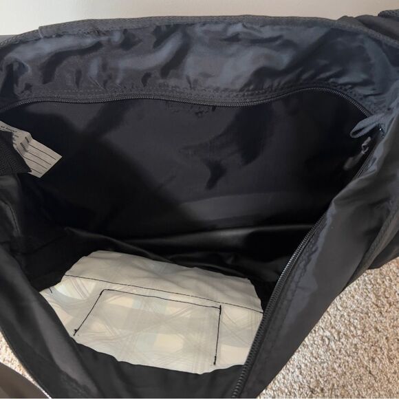 L.L. Bean Laptop Messenger Crossbody Shoulder Flap Black Turquoise Weekender Bag - Picture 11 of 13